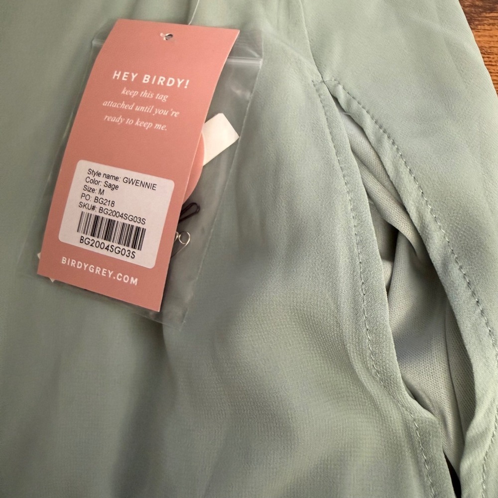 Birdy Grey GWENNIE Maxi Dress Sage Green Spaghetti Strap Flowy Bridesmaid Medium - Picture 9 of 10